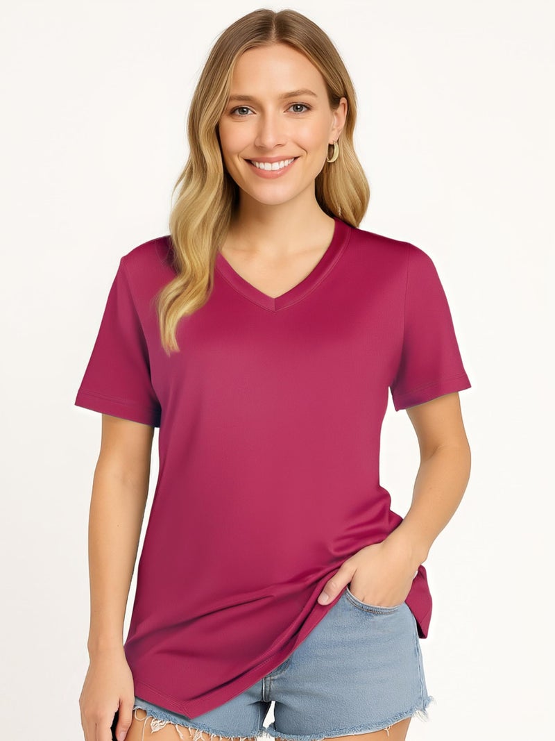 Opna Women's Short Sleeve Moisture Wicking Athletic Shirts Pink Raspberry - Image 2